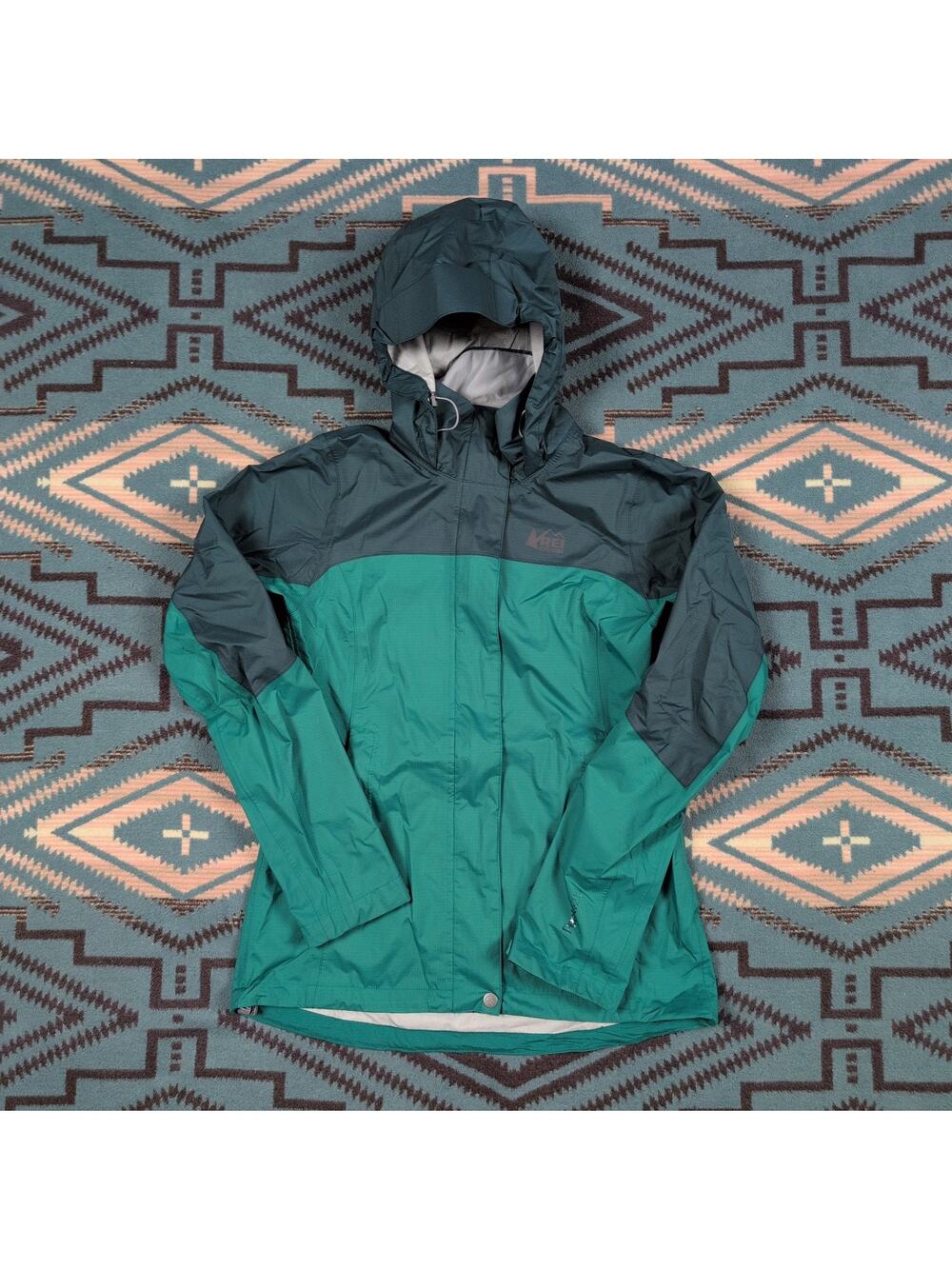 REI Co-op Peak 2.5L Womens Hooded Rain jacket Size Extra Small Hiking Vented 🔥
